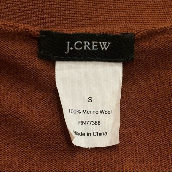 J. Crew Soft Merino Wool Rust Orange Ruffle Trim Cardigan Sweater Women's Size S - Picture 5 of 7